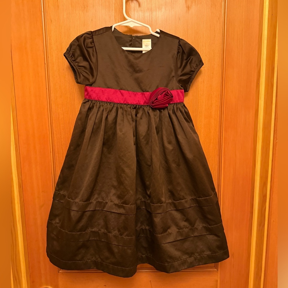 Gymboree Holiday Traditions Chocolate Brown Satin Christmas Dress LAST CHANCE!